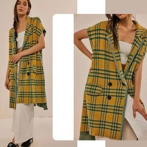 Free People Plaid Sleeveless Peacoat. Size XS & Medium